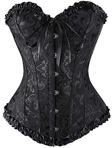 POIUIYQA Corset Negro Disfraz Mujer Corse Medieval Halloween Top Bustier con Cordones, Corset Disfraz Gótico para Carnaval Retro Vestir Cosplay y Fiesta Disfraz