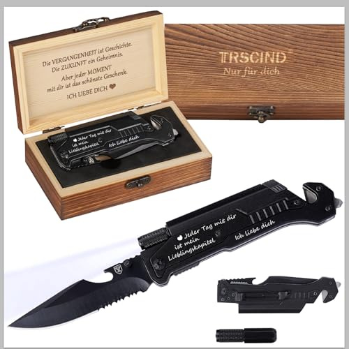 Jahrestag Geschenk für ihn Männer, Multifunktionswerkzeug Camping Zubehör | Multifunktionsmesser mit Gravur „Ich liebe dich“ Geburtstagsgeschenk, Männergeschenkee für Partner Ehemann Outdoor Camping