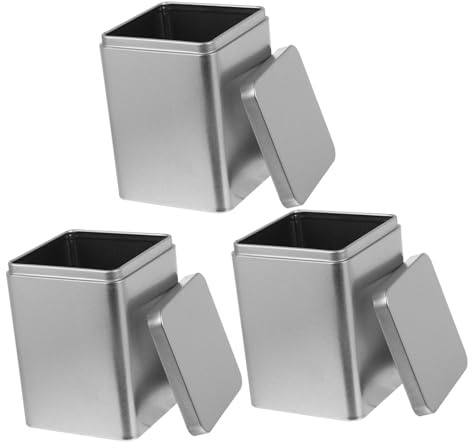VERDANVERSE 3 piezas Cajas Metálicas para Almacenamiento Latas de Té Portátiles Recipientes Multiusos de Metal con Tapa Color Plata Mate para Hogar y Tienda