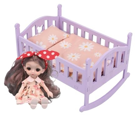 Puppenwiege - Holzmöbel,Prinzessin Puppenwiege Set - Für Kleinkinder Kinderzimmer Spielzimmer Haus Kindergarten Geburtstag Feiertag