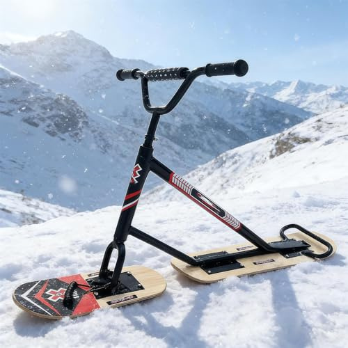 SAYEYBU Schnee Ski, Roller mit 360° Lenkung und Doppelkufe, Schneeschlitten mit 150 Kg/330 Lbs Tragkraft, GeläNdegäNgiges Schneemobil für Abenteuer im Schnee,Natural