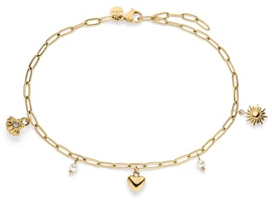 s.Oliver Anklet - Elegante Fußkette aus poliertem Edelstahl - gold - Gliederkette verstellbar bis 27 cm - wasserfest & hautfreundlich