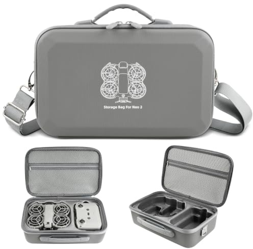 Focenat Funda Compatible con dji Neo 2, Estuche Rígido de Transporte Impermeable, Bolsa Protectora en PU con Correa Ajustable, Compatible con Fly More Combo, RC-N3, Baterías y Accesorios