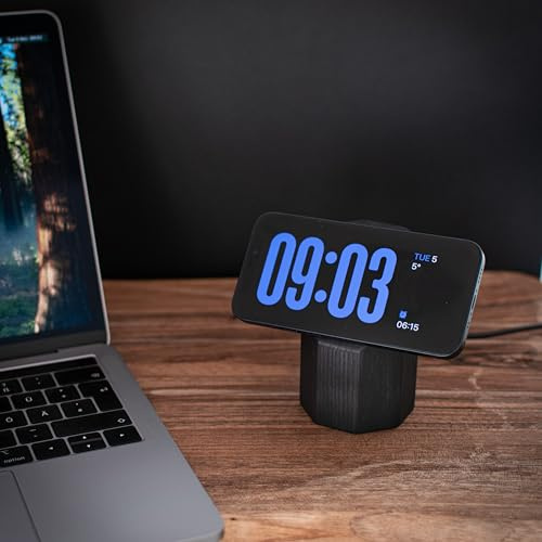 Pedpac Chargeur magnétique sans fil en bois pour Apple iPhone, Android. Fast Qi2 25 W Station à induction magnétique avec aimant et câble de type C Design tout en bois (édition noire)