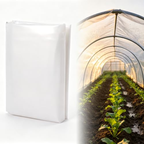 Wotrilw Bache pour Serre, Film de Serre en Polyéthylène Transparent, 2 x 10M Bâche de Jardin Épaisse et Résistante à la Déchirure, Couverture PE Imperméable pour Tunnel de Serre Protection