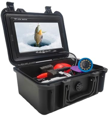 Yunseity Unterwasser-Fischkamera mit 7-Zoll-IPS-Bildschirm, 1000TVL-Auflösung und 10000-mAh-Akku, 12 IR-LEDs für Eisfischen und Flexible Kabelüberwachungssysteme (CR110-7S-DL)