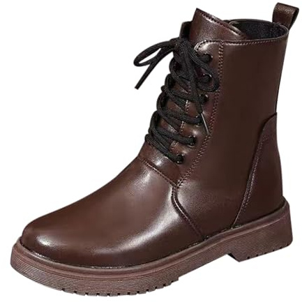 Botines clásicos con cordones para hombre, estilo combate, estilo retro, zapatos de moda para caminar diariamente, Brown, 41 1/3 EU