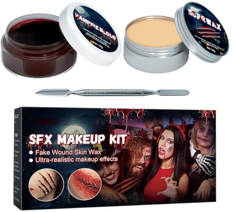 Kit Cicatrice 2 En 1 Modelage Faux, Peinture Corporelle Effrayante | FX Cicatrice Visage Vampire Halloween Pour Hommes Femmes Cosplay Théâtre Carnaval Fête Performance Séance Photo