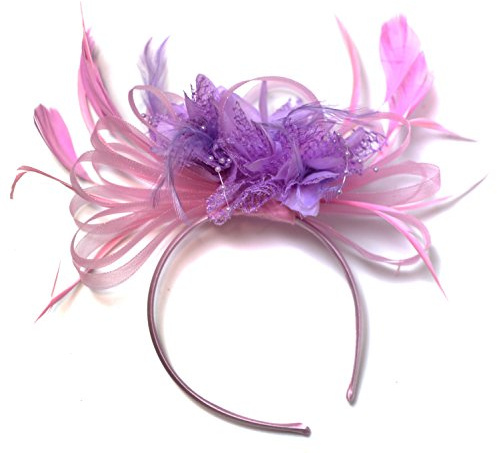 Baby Pink and Lilac Purple Fascinator on Headband Alice Band UK Wedding Ascot Races Derby