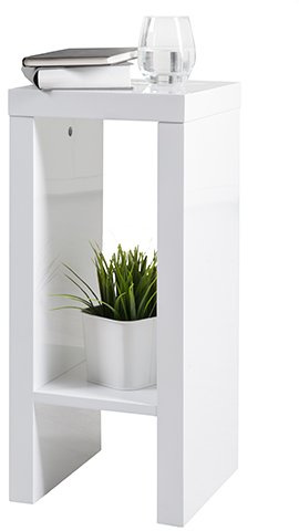 Blumentische oder Beisteller Solina mit Einer zusätzlichen Ablage in Weiss Hochglanz, in verschiedenen Grössen (60 cm)