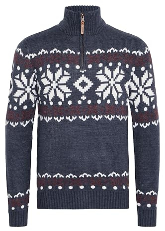 Solid Norwin Jersey De Punto Troyer Suéter Sudadera De Punto Grueso para Hombre con Cuello Alto, tamaño:L, Color:Insignia Blue Melange (8991)