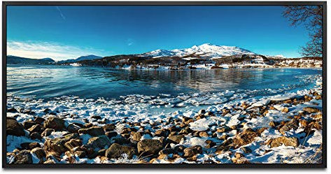 Panorama von Norwegen ca. 130x70cm Wandbild inklusive Schattenfugenrahmen schwarz - Panorama Leinwand Bild XXL Format Wandbilder Wohnzimmer Wohnung Deko Kunstdrucke