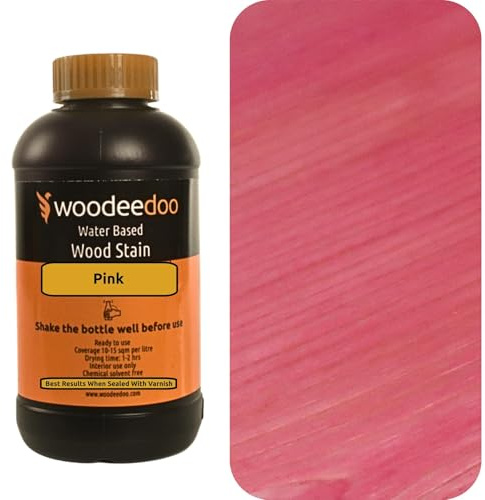 WooDeeDoo Water Based Wood Stain | Wood Dye | Ready to Use | Environmentally Friendly | Solvent Free | Odour Free | 200 ml | Pink