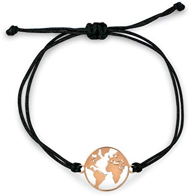 Nuoli® Weltkugel Armband Damen (verstellbar bis 20cm) mit Weltkarte Anhänger für Frauen & Mädchen, aus Edelstahl