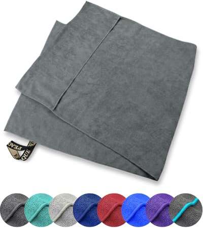 PEAQUE Fitness-Handtuch mit Umschlag aus Mikrofaser - Grau, 120x50cm | Fitnesshandtuch mit Frottee-Struktur für Sport und Gym, Sporthandtuch Fitnessstudio - Schnelltrocknend, Saugstark, Leicht