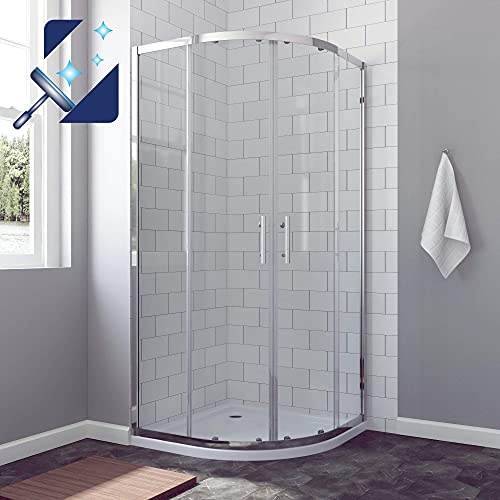 Duschkabine 80 x 80 Viertelkreis Schiebetür Duschschiebetür Duschwand Glas Runddusche Halbrund Dusche höhe 185 cm Radius 55 cm