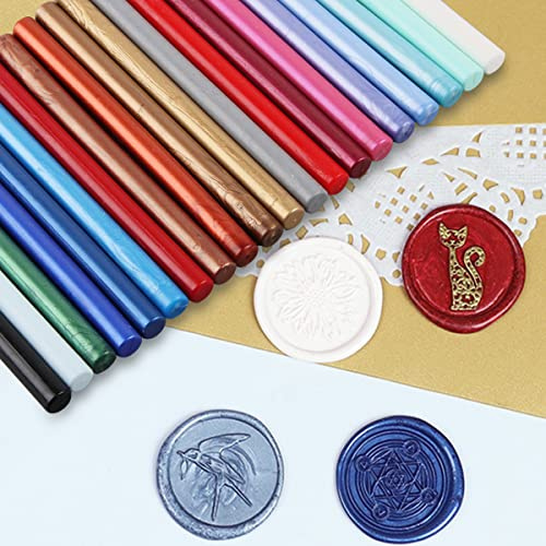 Sigilllackpinnar, Hillylolly sigillvaxpinnar 7 mm, 20 stycken sigillvax stänger, sigillvax för limpistol, vax förseglingspinnar för bröllop inbjudningar, kort kuvert, presentförpackning