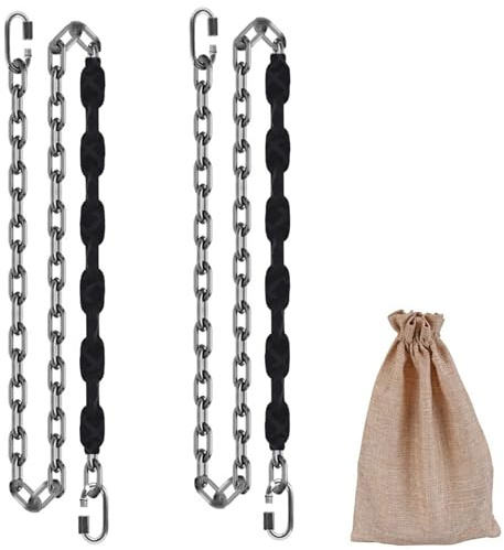 Dakzhou 2 Stainless Steel Chains (84) Swing Chains, Heavy Duty Swing Hardware,4 Quick Connection Buckles, Indoor and Outdoor Playground Swings, hammocks, sandbags, 1000 lb Capacity Silver