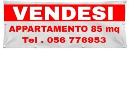 Banner Striscione VENDESI con SCRITTA E NUMERO Personalizzabile - Banner PVC Da Esterno GARANZIA 10 ANNI (100X50 CM)