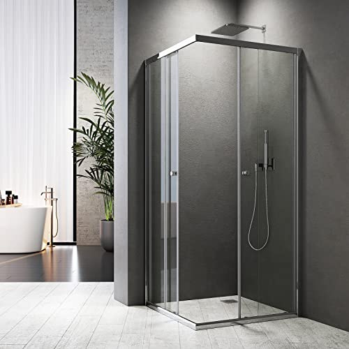 Duschkabine 75x90x185cm Duschabtrennung mit Schiebetüren 6mm ESG Sicherheitsglas Duschkabine Duschwand