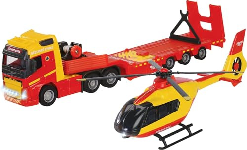 Majorette - Grand Series – Volvo LKW + Polizei-Hubschrauber – 35 cm (Maßstab 1:43) – Sound und Licht – ab 3 Jahren – 213716000002