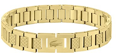 Lacoste Bracelet à Maillons pour Homme Collection METROPOLE en Or Jaune Embelli avec Motif Petit Piqué - 2040120