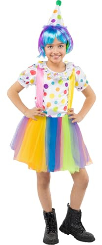 Funidelia | Disfraz de payaso para niña Payaso, Circo, Original y Divertido - Disfraz para niños y divertidos accesorios para Fiestas, Carnaval y Halloween - Talla 10-12 años - Rojo