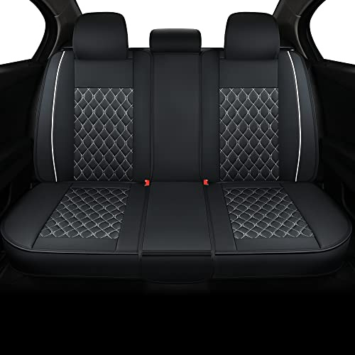 Vankerful Car Back Seat Covers, Universal Fit for Most Cars, SUV, Sedans and Pick-up Trucks, Automotive Faux Leather Vehicle Cushion Covers (Black/White)
