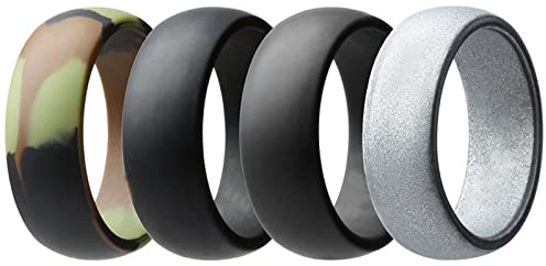 Flongo mäns ring män silikonringar sigillring bandring tumring set, gummiband förlovning förlovningsringar bröllop sigill ring herrtillbehör, Silikon