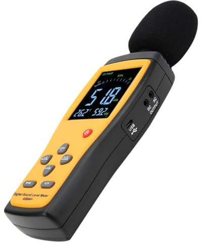 Yctze SENSOR AS844+ Fonometro Digitale con Archiviazione Dati USB, Ampio Display LCD e Strumento di Misurazione Accurata del Rumore