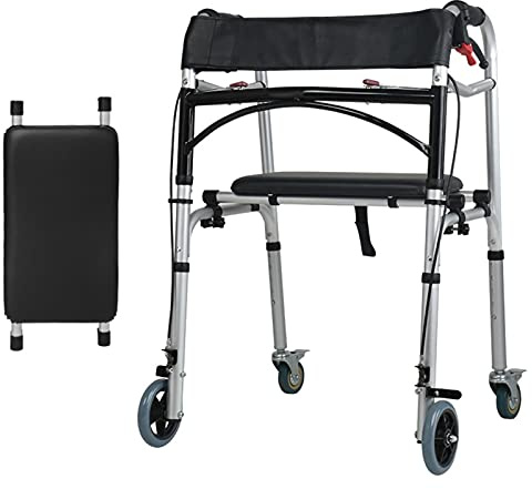 TRFAN Andador con Ruedas para Personas Mayores Aluminio Liviano, Andador de Pie con Freno de Mano para Hombres Mujeres Adultos de 6'5/6'3, Carga 180KG (Color : Walker with 4 Wheels) (Walker with 4