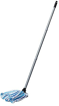 Addis Microfibre Mega Mop Super Absorbent Anti Bacterial with Screw fix 3 pcs handle, Blue Metallic