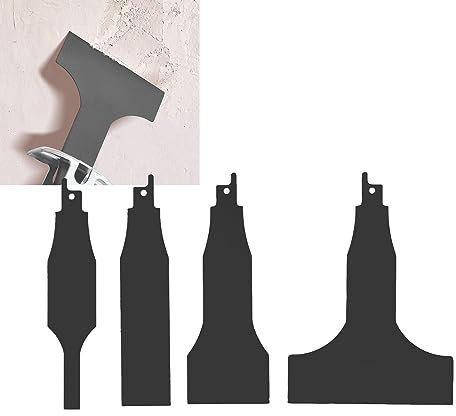 4-teilige Säbelsägen-Schaberklinge, Sawzall-Schaberklingen, Fliesenboden-Reinigungsschaber, Multifunktionale Fliesenreinigungswerkzeuge aus Hartstahl, 10 Mm/30 Mm/50 Mm/100 Mm