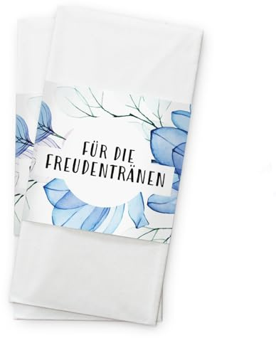 50er-Set Freudentränen Banderolen I Blaue Blumen 13 x 5 cm I dv1292