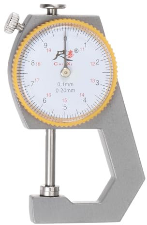 QUARKZMAN Quadrante Spessore Calibro 0-20mm | 0,01mm Meccanico Spessore Collaudatore Calibro Piatto Testa per Misurare Pelle, Carta, Foglio Metallo