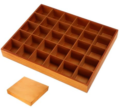 Levemolo Plateau Compartimenté En Bois 30 Cases, Boîtes à Chaussettes Et Sous-vêtements, Organiseur Compact En Bois Naturel, Pour Tiroir Et Espace Restreint, Rangement Accessoires Et Clés,