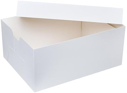 LARRYROO Oblong Cake Box, 6 Inches High White Rectangle Container For Cake, Tray Bake & Cupcake Display in Range of Sizes (18 x 14)