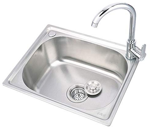 Handgefertigter Einzelbecken-Küchenspüle-Wasserhahn-Kombi-Unterbau, gewerbliches, tiefes Einbauwaschbecken aus Edelstahl (Größe: 500 x 400 mm)