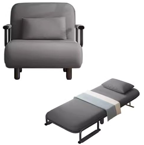 Gästsäng Hopfällbar Bäddsoffa, Konvertibel Stol Tillverkad Av Järnram Multifunktionell Hopfällbar Ottoman Tre Olika Typer för Små Rum Lätt Att Montera(Gray)