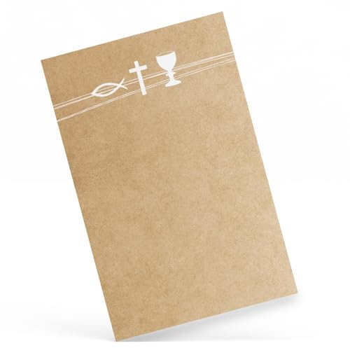 Logbuch-Verlag Lot de 20 petites cartes de communion religieuse chrétienne avec symbole de calice et croix 7,4 x 10,5 cm DIN A7