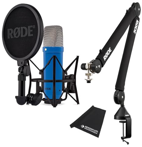 Rode NT1 Signature Cobalt Studio-Mikrofon Kobaltblau mit PSA-1+ Gelenkarm und keepdrum Mikrofasertuch