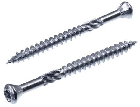 SECCARO Lot de 200 vis pour terrasse à tête décorative 3,2 x 50 mm, en acier inoxydable A2, vis à bois avec pointe découpée et encoche de coupe, TX/six pans creux