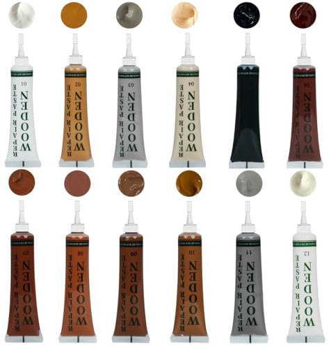 Holzmöbel-Reparaturset, Laminat Parkett Reparatur, 12 Farben Holzspachtelmasse, Ausbesserungsset, stellt jede Holzoberfläche wieder her, Kratzer, für Holztüren, Tische, Schränken