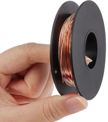 KWOKWEI Kupferdraht, 0,6 mm x 100M Kupferlackdraht, 99,9% Reiner Kupferdrahtspule T2 Magnetdraht für Elektrotechnik, Handwerk, Schweißen and DIY