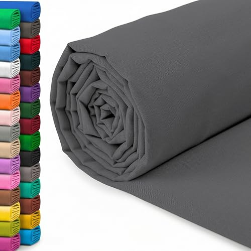 A-Express 100% Baumwollstoff - 150 cm (60 Zoll) Breit – Uni Baumwoll stoff Meterware - Ideal für Patchwork, Nähen, Vorhang, Futter, Bettwäsche, Schneiderei, Kissenbezüge - Dunkelgrau 1 Meter