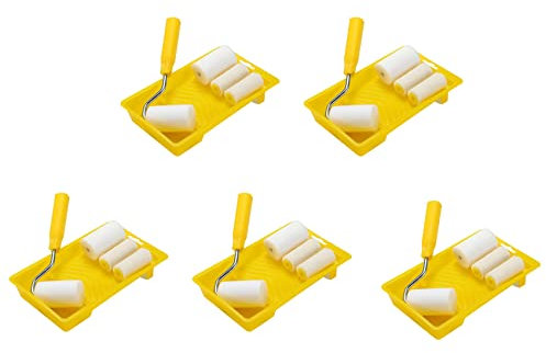 Janasiba 30Stck Mini Schaum Farbroller Malerei Dekoration Kit 2 Kleine Farbroller Tablett Set für Wandmalerei Reparatur Pinsel