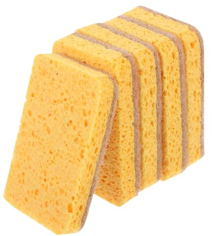 OSOLADY 5piezas Esponjas De Celulosa Naturales para Lavado De Platos Paquete De Unidades Multiusos y Super Absorbentes para Cocinas y Superficies De Limpieza Sin Daños Utensilios