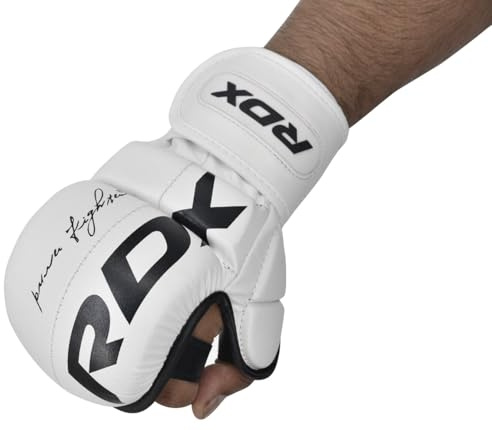 RDX MMA Sparring Gloves Martial Arts, Muay Thai, Kickboxing, Ventilated Open Palm for Grappling, Karate Mitts for Adults
