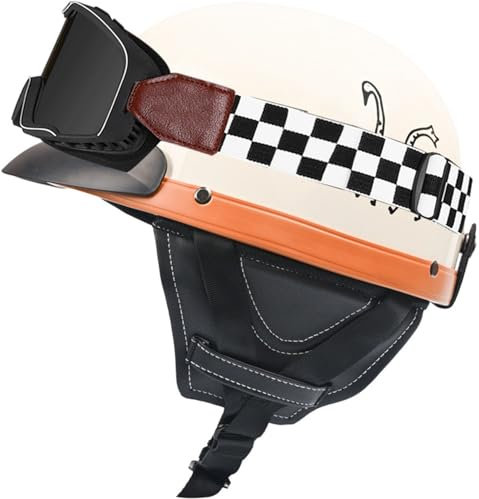 Casco Scodella Portatile, Mezzi Caschi Jet Mezzo Caschi Da Motociclista Vintage Caschi Cromwell Caschi Casco A Scodella Scooter Motorino ECE/DOT Omologato Mezzo Elmetto Da Moto 2,one size