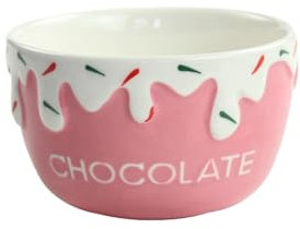 Ensaladera de cerámica bajo esmalte, cuenco de chocolate para alivio del hogar, color rosa intenso